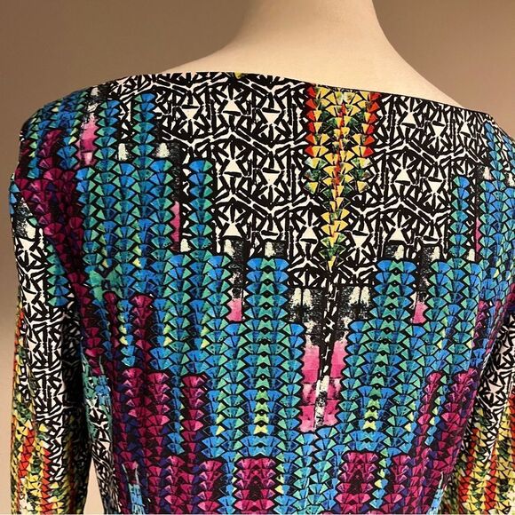 London Times Colorful Mosaic Shift short sleeve knee length Dress size 6 - Picture 6 of 12